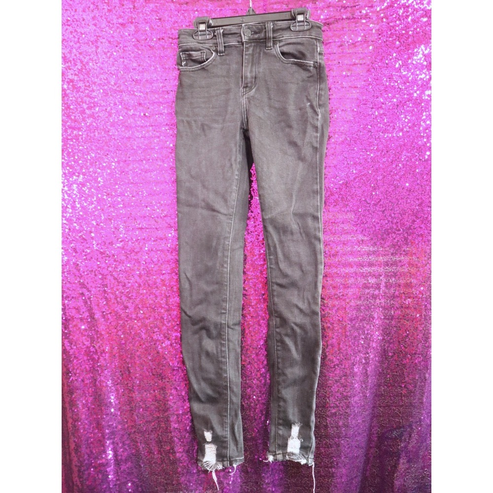 Black Skinny Jeans 0/23 Kancan Womens Distressed Raw Hem Casual Grey KC9134DG